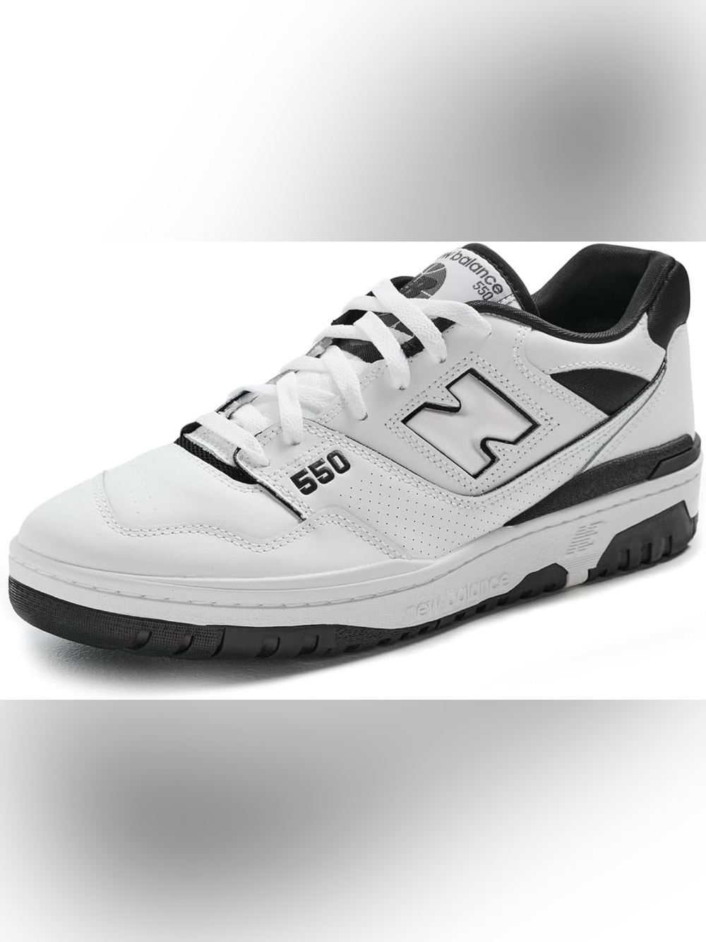👟🔥 New Balance Men’s 550 White with Black Retro Leather Sneakers 🔥👟